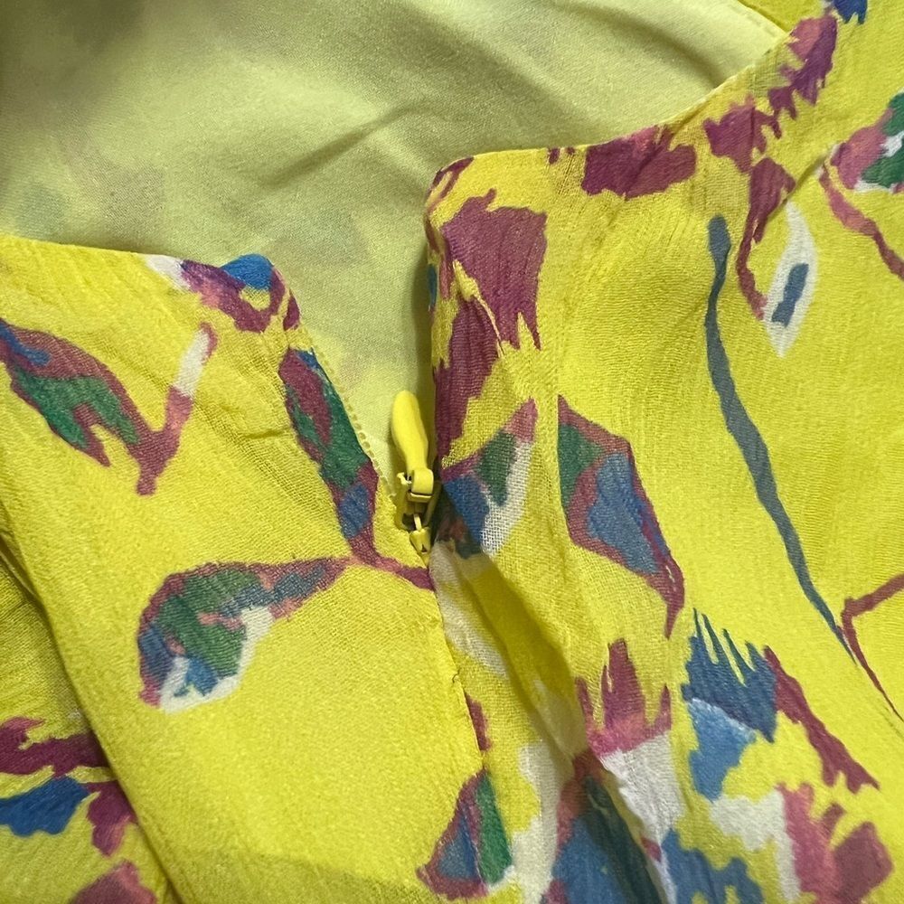 🦋Tanya Taylor Everly Lemon Garden Floral Silk Midi Sleeveless Dress Sz 2 (AA2) - Picture 6 of 10